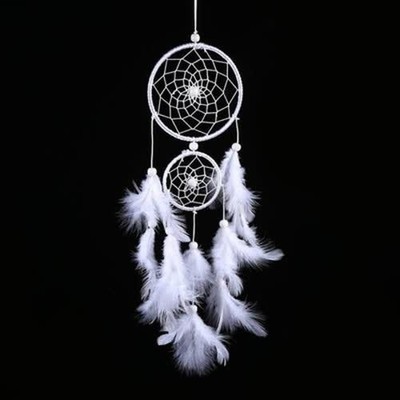 Nikou Weißer Traumfänger mit Federn, Feder Dreamcatcher Handgefertigt Windspiel