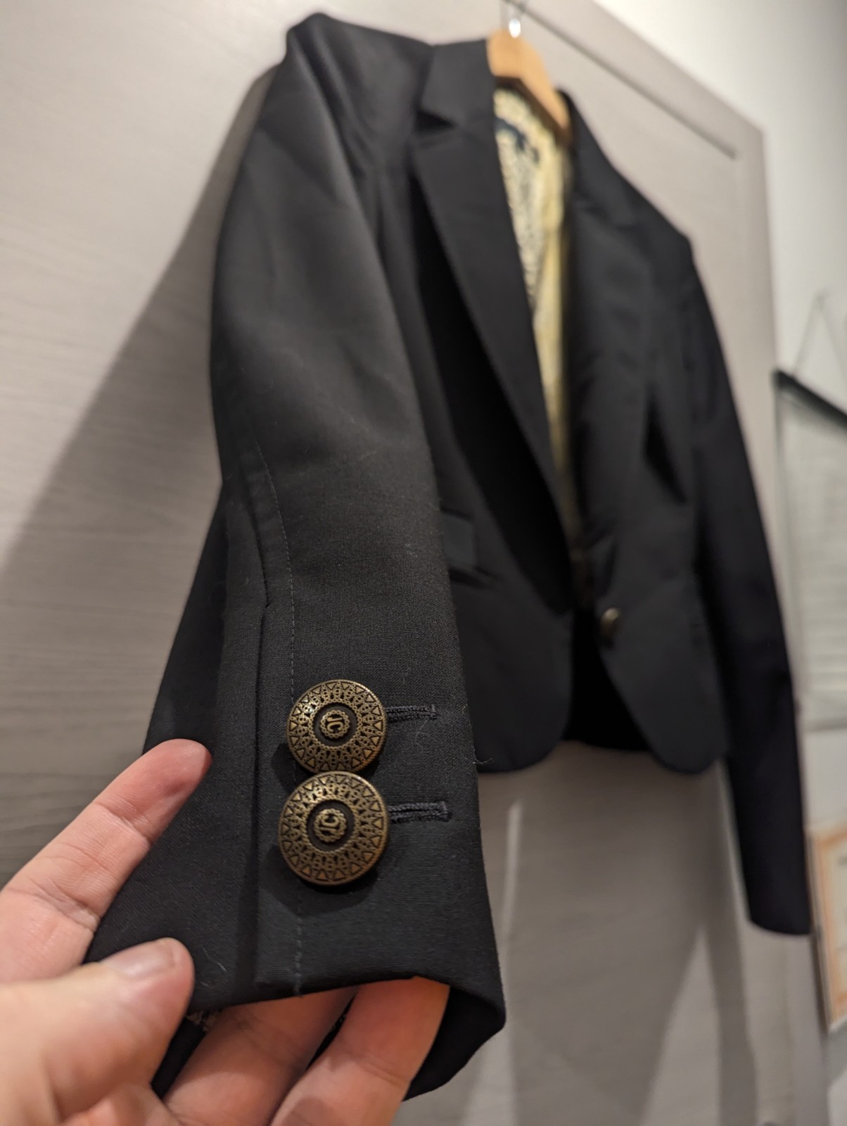 Just Cavalli Black Blazer Wool IT 46 Python Print… - image 6