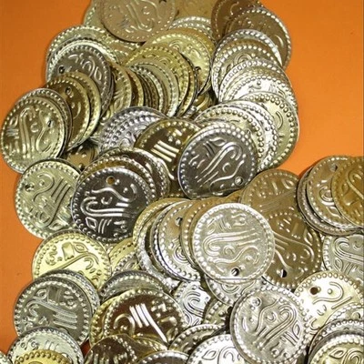 MARKENLOS Monedas grandes monedas artesanales de oro 20 mm danza del vientre monedas perforadas cuentas metal 100 g