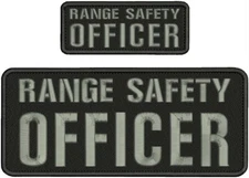 RANGE SAFETY OFFICER EMB PACHES 4x10 AND 2X5 HOOK ON BACK GREY ON BLACK