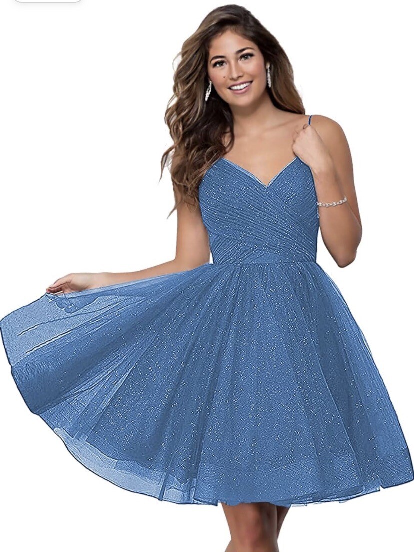 blue shimmer homecoming dress Simple Sequin Blue Short Prom Dress, Blue Homecoming Dress US 12 / Custom Color