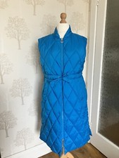 Taifun Longline Padded Zip Front Belted Gilet, Blue Size 16 Bnwt Rrp £155