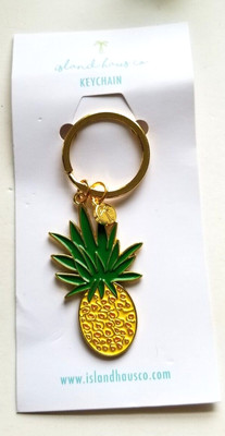 Island House Co Key Chain Gold Tone Pineapple