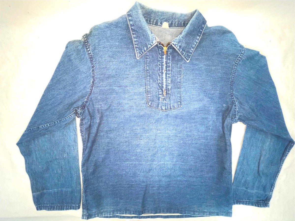 トップス 40s USNAVY VINTAGE PULLOVER DENIM SHIRT Vintage 1930s-40s Men's Denim, U.S. Navy Workwear, Pullover
