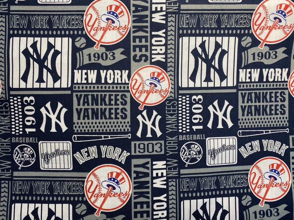Tecido de máscara de colcha de algodão azul marinho New York Yankees MLB 18” X 21” ~ Novo - Imagem 2 de 4