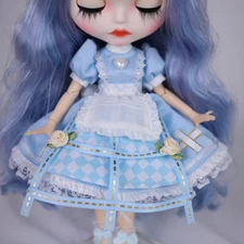 12" Blythe doll Nude purple & blue hair custom face makeup dudu lips joint body
