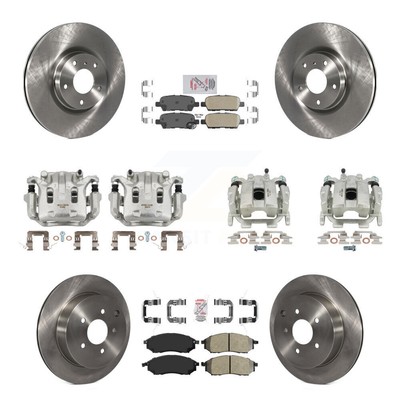 Front Rear Brake Caliper Rotor & Ameribrakes Pad Kit (10Pc) For INFINITI M37 M56