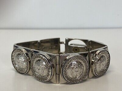 Rare Vtg Gianni Versace Silver Medusa Block Bracelet | eBay
