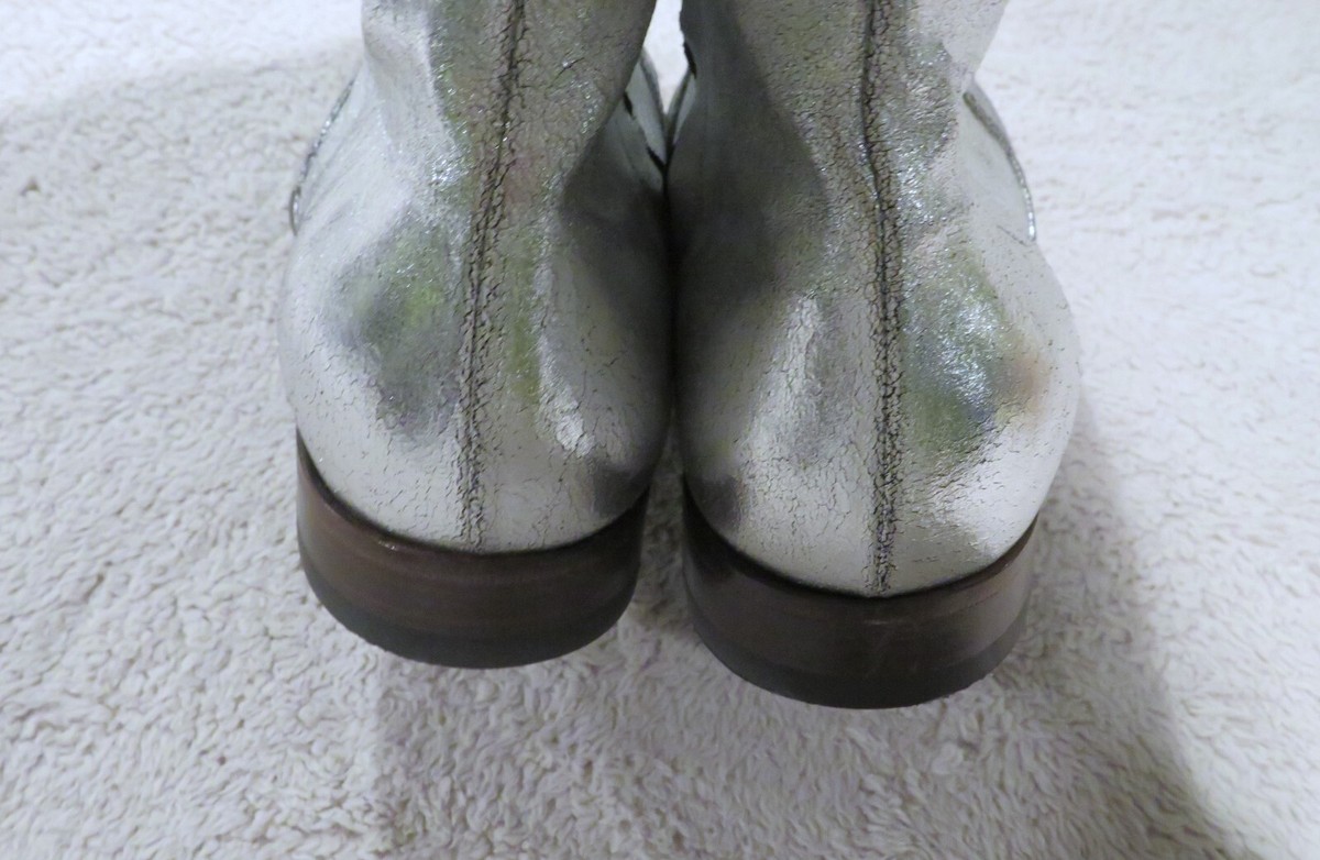 Tom Ford Edgar Silver Metallic Leather Side Zip Ankle Boots 10 1/2 BURNISHED LEATHER EDGAR ZIP BOOT | TOM FORD Fashion main image 4