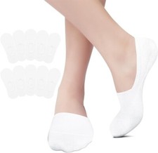 5 Pairs No Show Invisible Nonslip Loafer Solid Boat Cotton Low Cut Socks