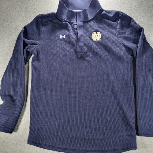 Maglione Notre Dame Under Armour ColdGear Henley con bottoni uomo blu medio sciolto - Foto 3 di 8