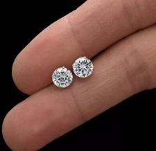 2.40 Ct Round Cut FL/D GRA Certified Moissanite Stud Earrings 14k White Gold 7mm