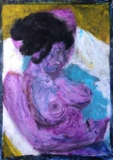 Woman Portrait Woman Abstract Painting Paper A4 Oil Chalk Abstract Art Picture