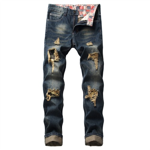 New Mens Jeans Button Basic Pants 