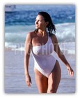 1982 Busty Raquel Welch Sexy On Beach See Thru White Swim Suit Candid US Press