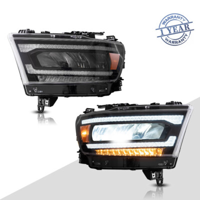 2Pcs Full LED Headlights Sequential Turn Signal For 2019 2020-2024 RAM 1500