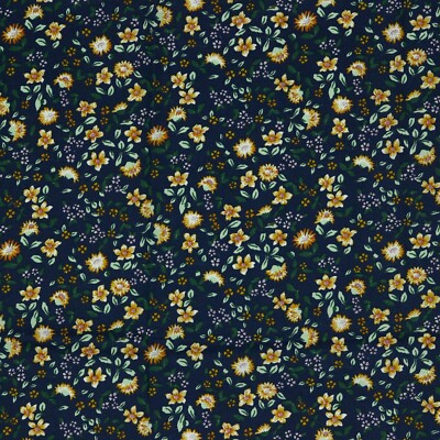 Stoff Baumwolle beschichtet, Verhees Textiles, Poppy, Floral, Marineblau, 148cm