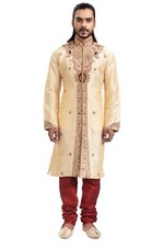 itailorman Indian Ethnic Design Gold Kurta Churidar for Men 2pc