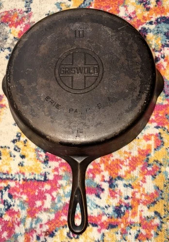 #10 Cast Iron Skillet Griswold 716a 716 Vintage Large Logo Pan