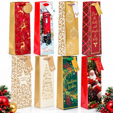 8 Christmas Gift Bottle Bags with Handles & Tags Christmas 8 Designs