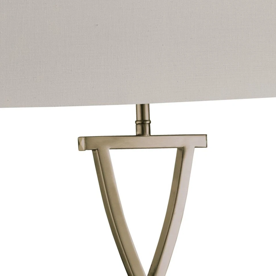 Tischleuchte Nachttischlampe E14 48,5 cm in Messing antik Weiß Stoff Metall - Bild 2 von 3