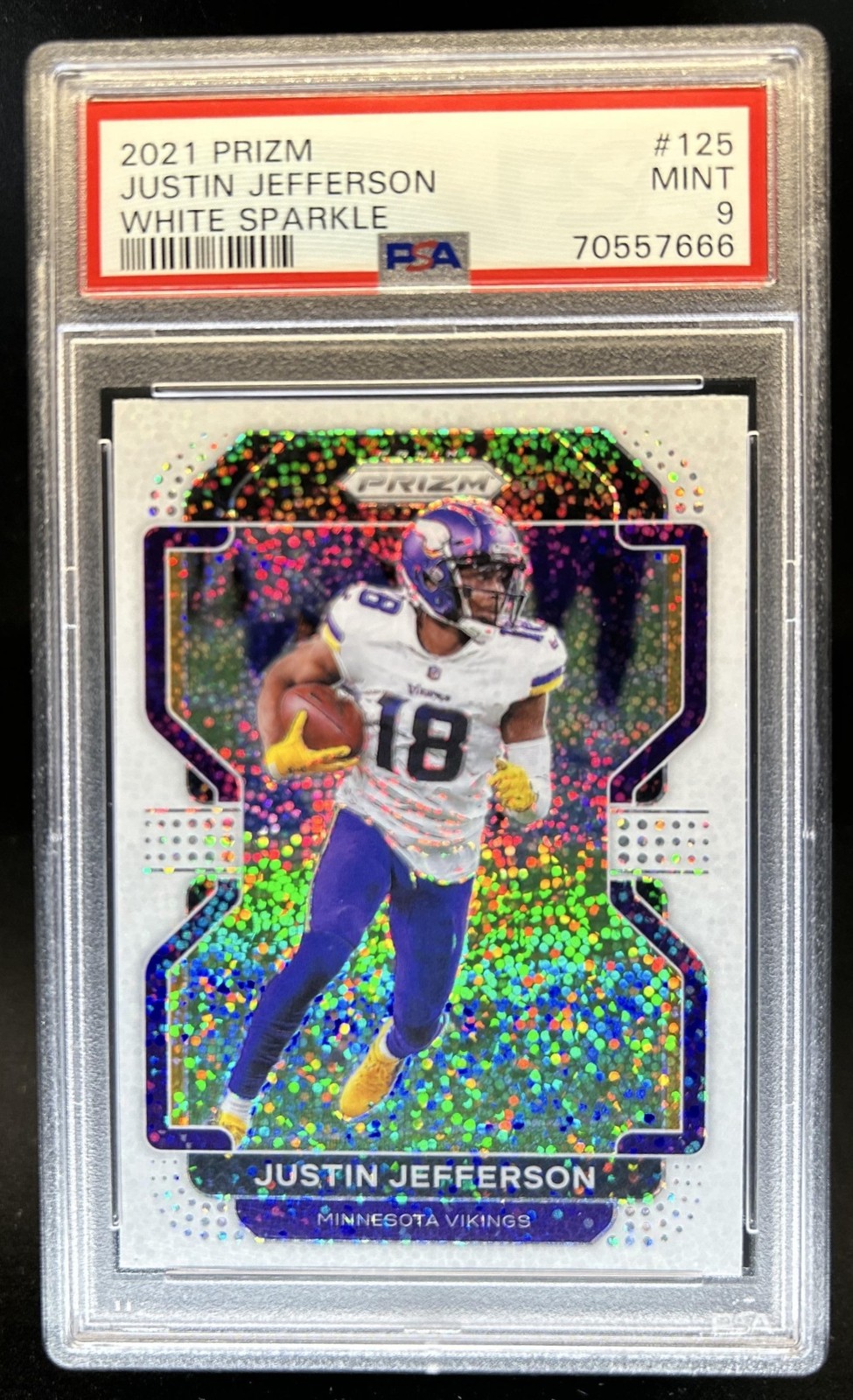 2021 Panini Prizm Justin Jefferson White Sparkle #125 Vikings PSA 9