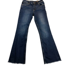 10.11 Studios Women’s Jeans Size 26 Blue Flare Leg Raw Hem Denim Pants