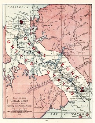 Map of the PANAMA CANAL from 1912 - 8.5 x 11 Inch Photo Reprint
