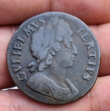 1699 WILLIAM III HALFPENNY (1/2 Penny).  Date In Legend...RARE