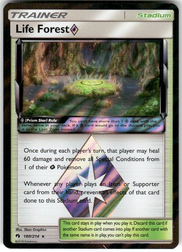 Life Forest ◇ 180/214 Prism Star Rare Lost Thunder Pokemon Holo MP