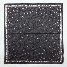 BURBERRY Snow Black Flower Cotton Mini Scarf Pocket Square 20" X 20" Q803