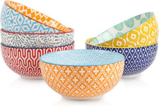 Ceramic Cereal Bowls Set of 6, 24 Oz Deep Soup Bowls for Kitchen