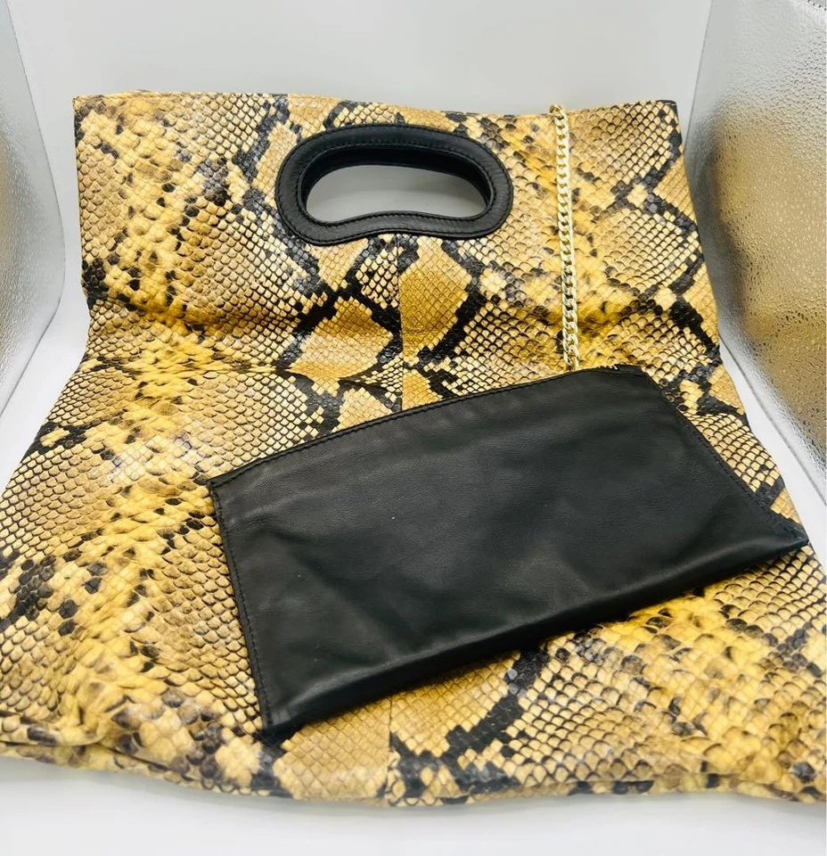 Via Repubblica Bolso de Mano Bolso Cartera con Bolsa de Cuero en Amarillo NUEVO Foto 4 de 4