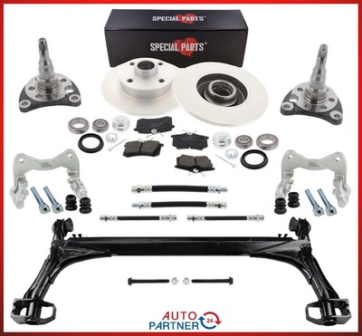 Achsträger Hinten mit Stabi Bremsensatz für VW Golf 3 4x100 auch Umbau Scheibe