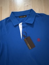100 Authentic NWT Sz Medium Roberto Cavalli Men Polo Shirt Color Bluette