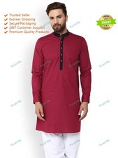 Indian Traditional Mens Fashion Shirt Long Kurta Cotton Kurta With Pajamas
