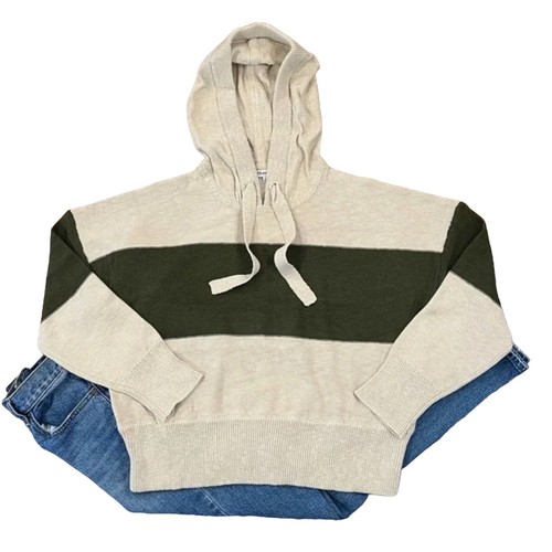 NWT Madewell Heather & Artichoke Green Colorblock Hoodie Sweater - SIZE MEDIUM