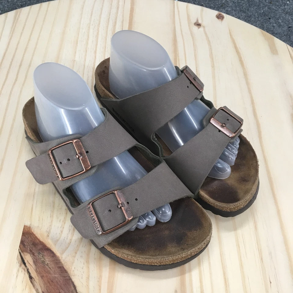 Sandalias Birkenstock para mujer 4 Arizona Birko Flor informales sin cordones hebilla deslizable gris Foto 3 de 4