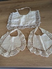 Vintage Crochet Babies White Bibs Set Of Three - Possibly Hand Made .