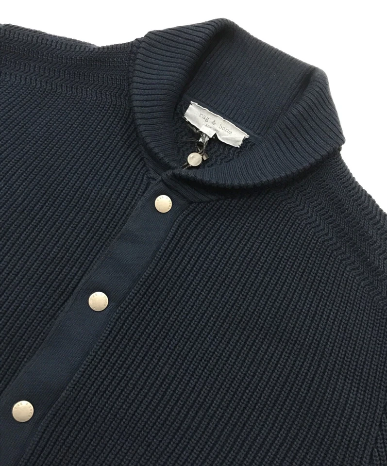 rag&bone Dexter Cotton Shawl Cardigan Size: M Navy Men MBS22HS023SC23 - Image 3 of 4