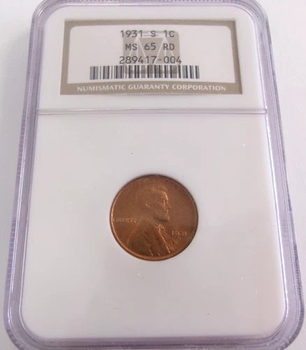1931 S Lincoln One Cent NGC MS 65 RD