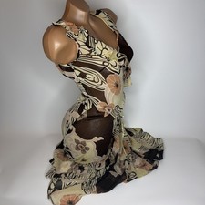 Rinascimento Sheer Ruffle Midi Dress Size S Made in Italy Floral Boho Coquette