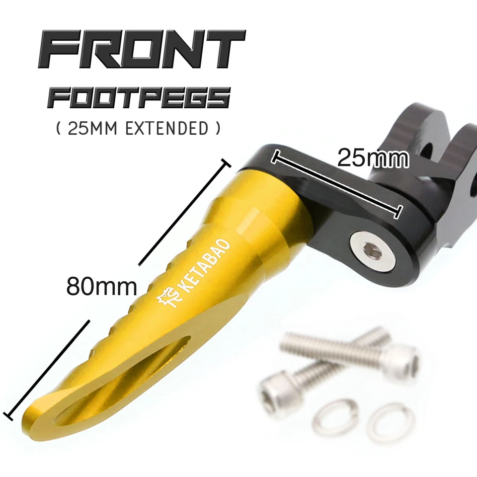 Clavijas delanteras BOB doradas 25 mm ajustables para Honda CB600F Hornet 98-06 05 04 Foto 4 de 4