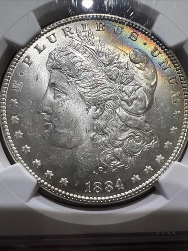 1884 NGC MS62 Toner Morgan Silver Dollar $1 Rainbow Toned 🌈