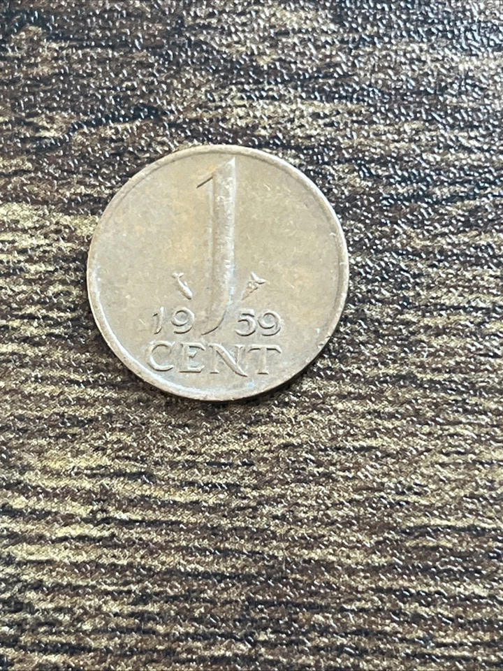 1959 Netherlands 1 One Cent Actual Coin TB7439* - Image 2 of 2