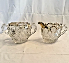 American Brilliant Period Crystal Creamer and Sugar Set