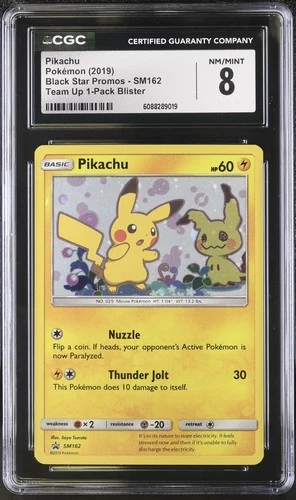 Pokemon TCG Team Up PROMO Pikachu #SM162 GRADED CGC 8