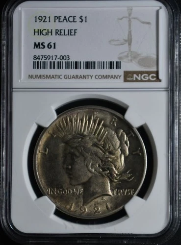 1921 Peace Dollar High Relief NGC MS61
