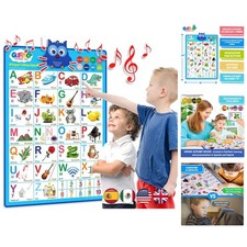 Multicolor Interactive Alphabet Poster for Toddler Learning - Bilingual Ages 2-6