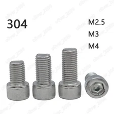 304 Stainless Steel DIN912 Hex Socket Bolts Cap Head Screws M2.5 M3 M4
